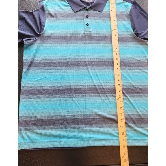 Fila Sport Polo Shirt Golf Blue Geometric Performance Stretch Mens XL EUC - Picture 10 of 10